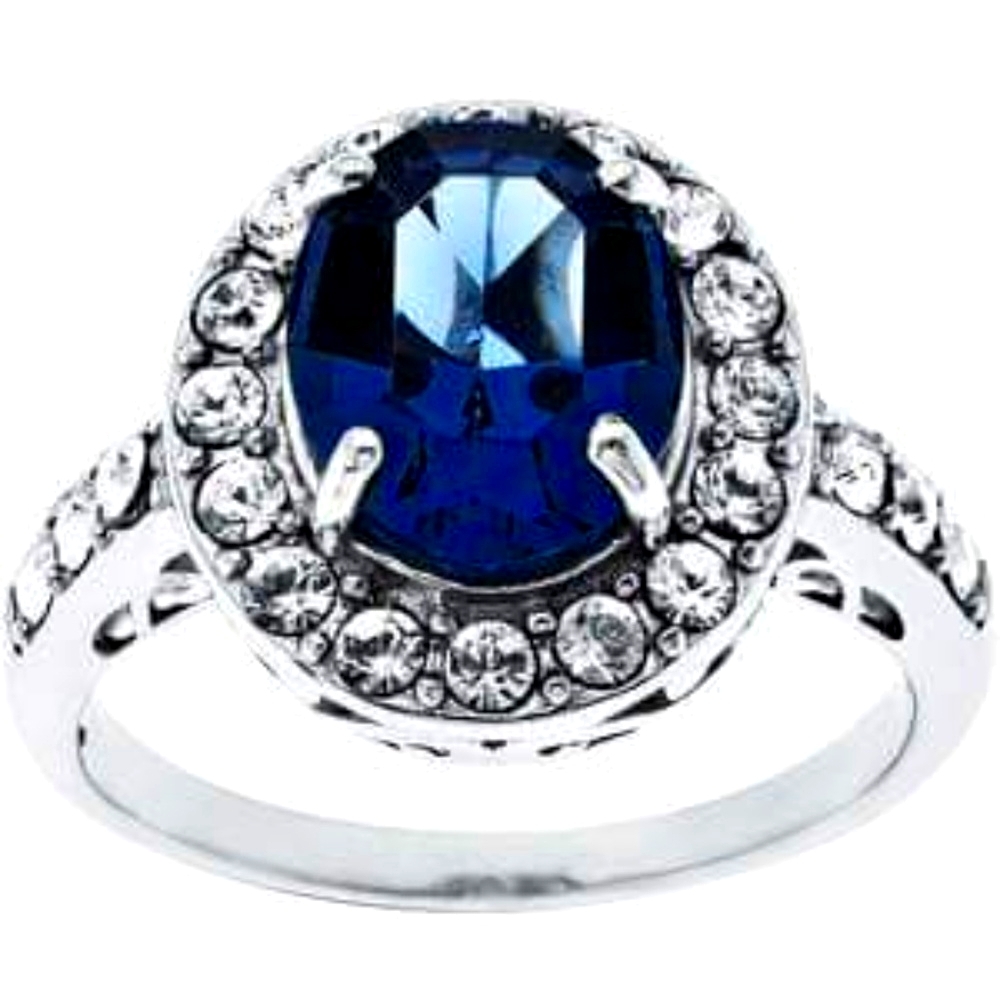 Sapphire halo sterling ring - Picture 2 of 3